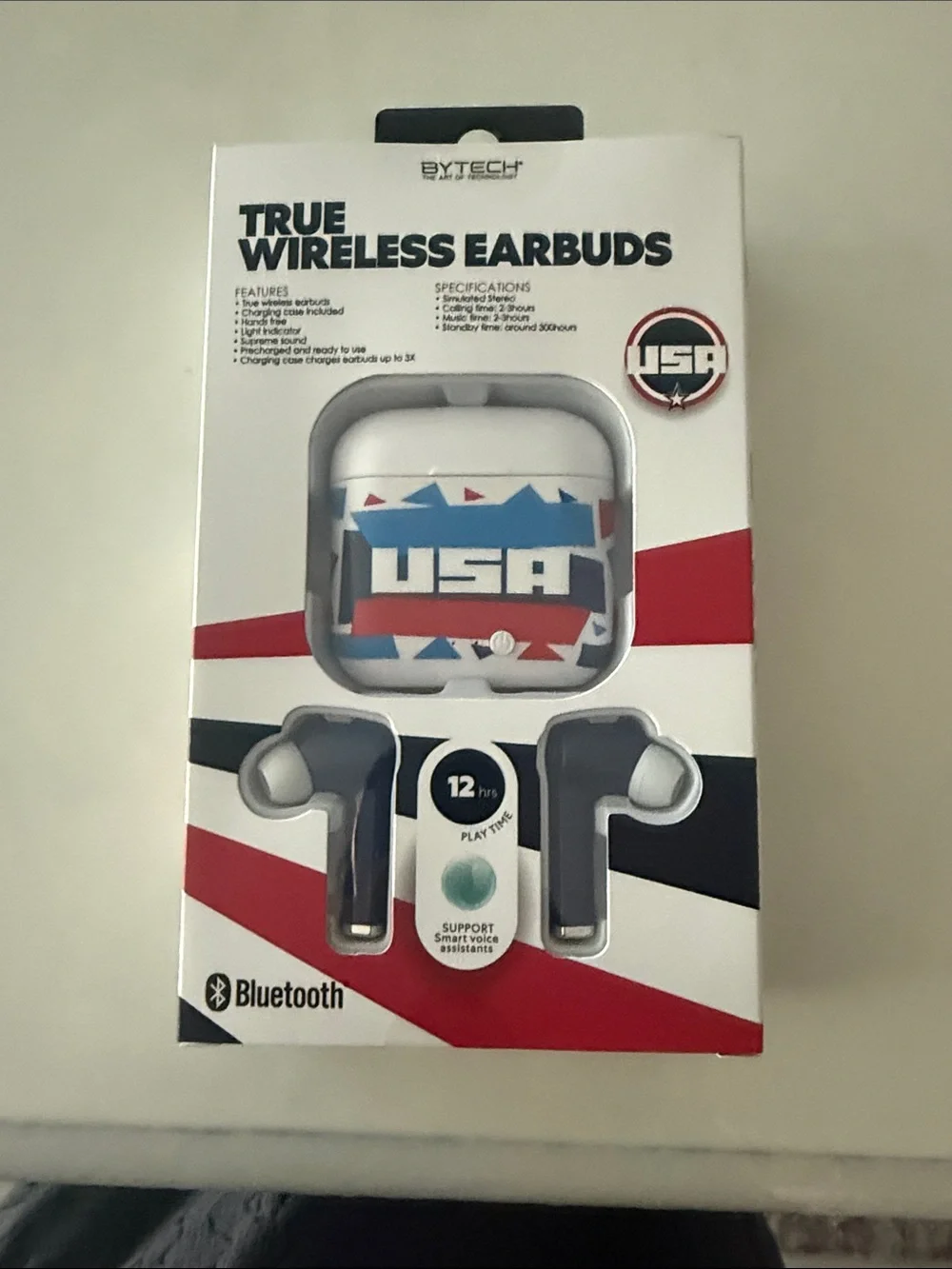 BYTECH True Wireless Earbuds - USA Design, Navy/White